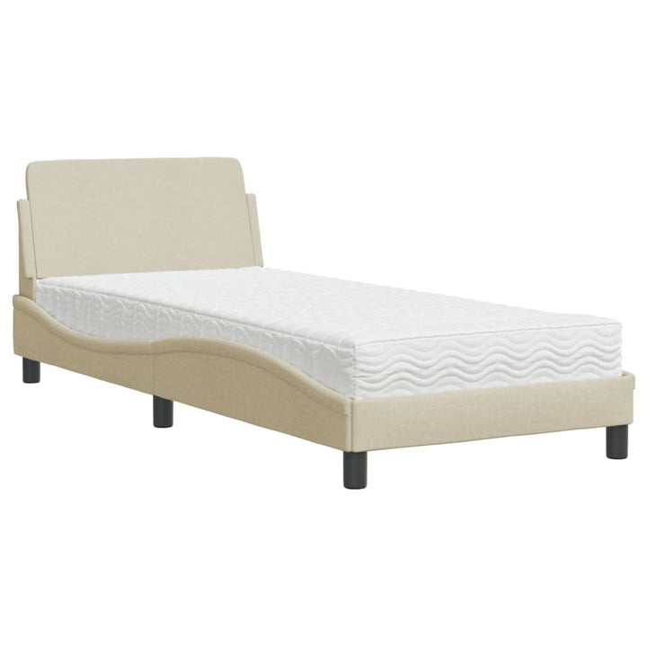 seng med madras Dover 80x200 cm stof cremefarvet