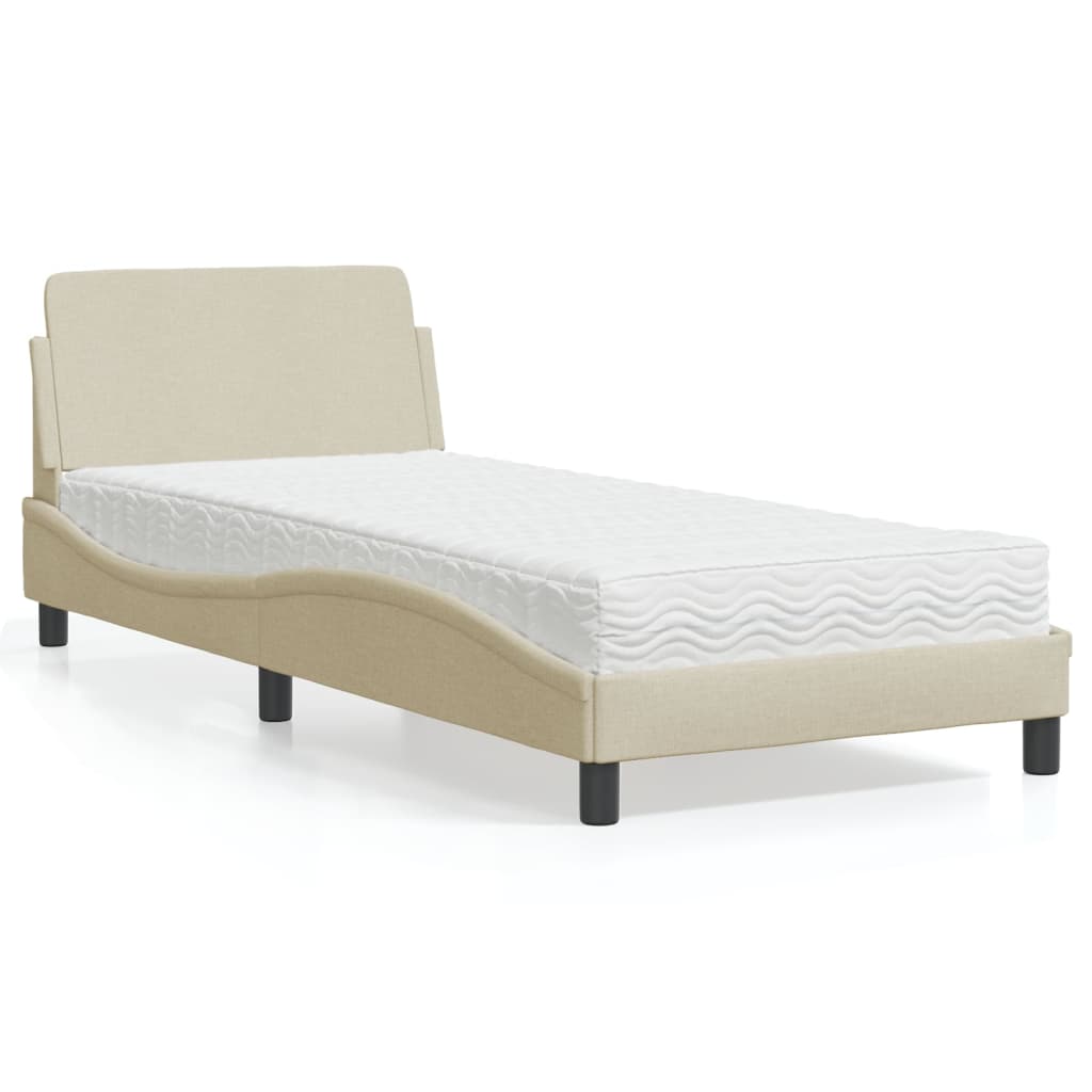 seng med madras Dover 80x200 cm stof cremefarvet
