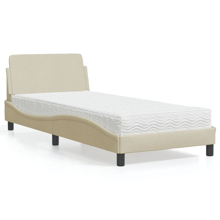 seng med madras Dover 80x200 cm stof cremefarvet