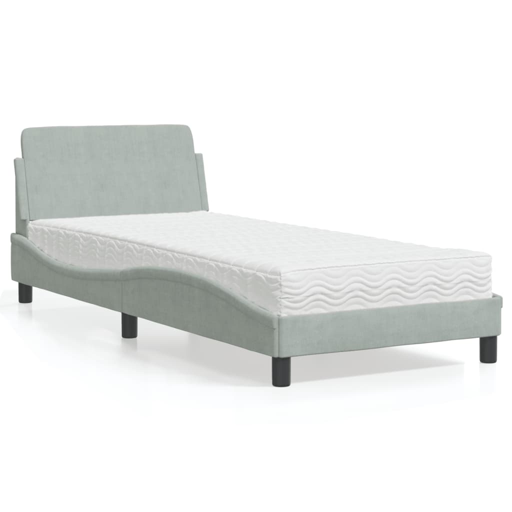 seng med madras Dover 80x200 cm velour lysegrå