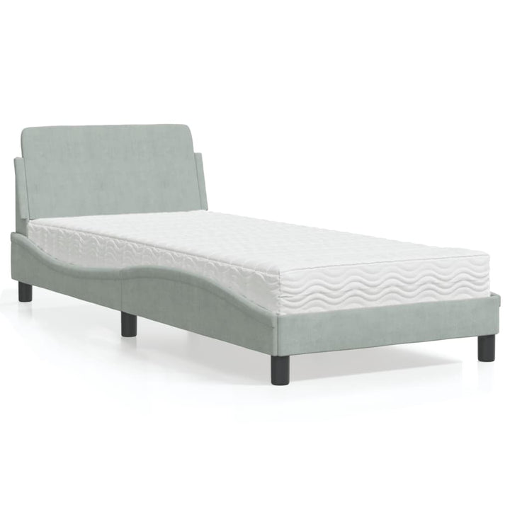 seng med madras Dover 80x200 cm velour lysegrå