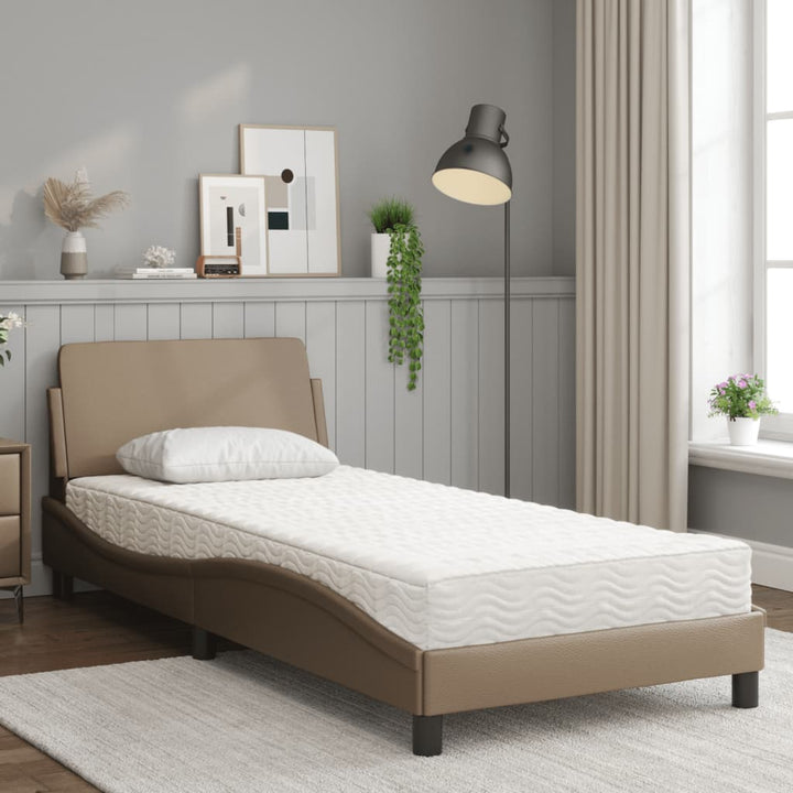 seng med madras Dover 80x200 cm kunstlæder cappuccinofarvet