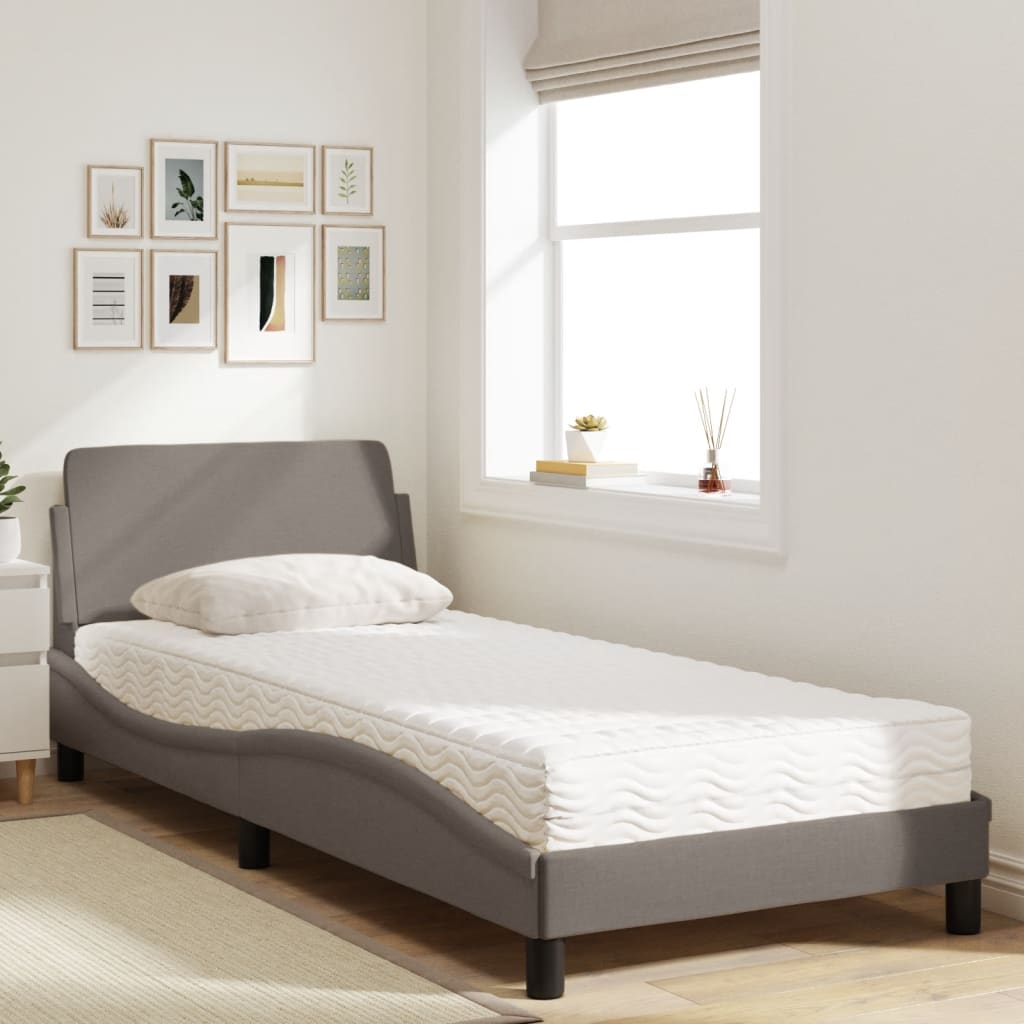 seng med madras Dover 90x190 cm stof gråbrun
