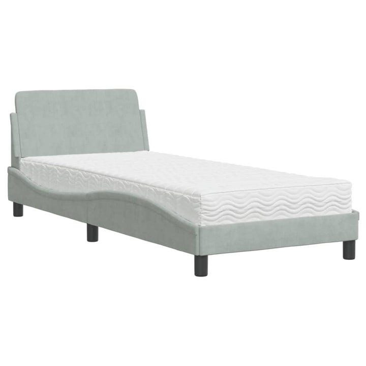 seng med madras Dover 90x190 cm velour lysegrå