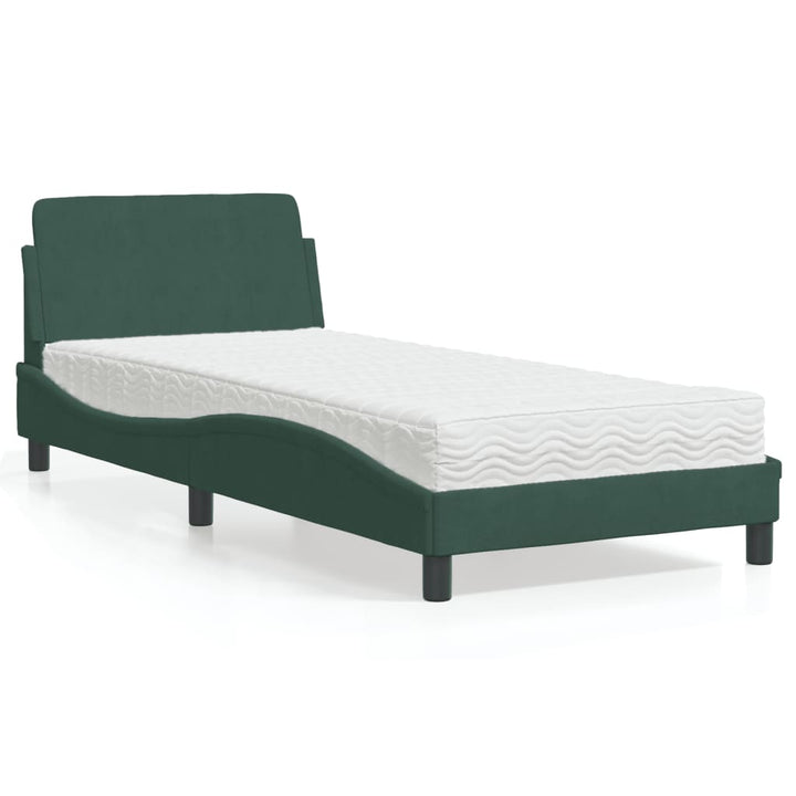 seng med madras Dover 90x190 cm velour mørkegrøn