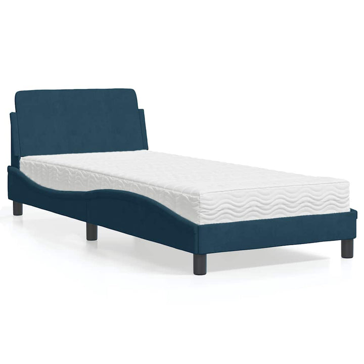 seng med madras Dover 90x190 cm velour blå