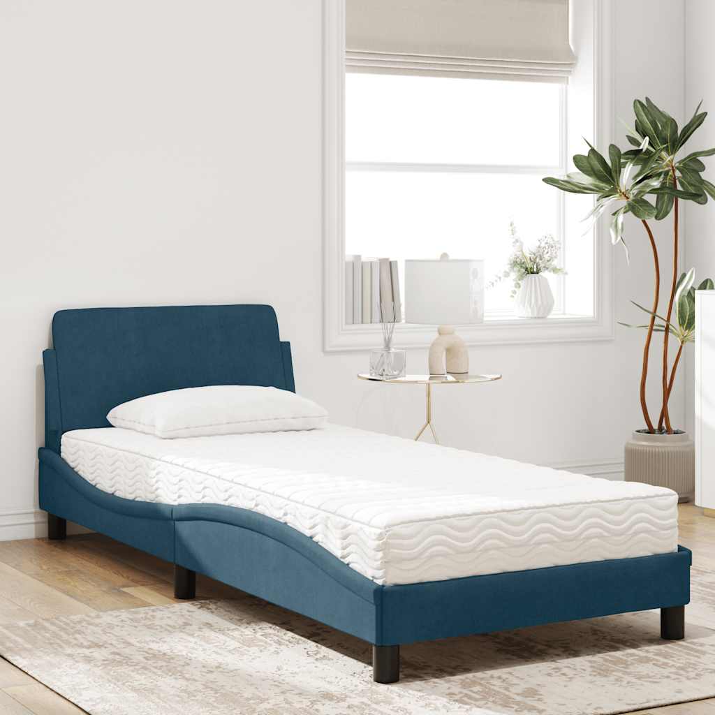seng med madras Dover 90x190 cm velour blå
