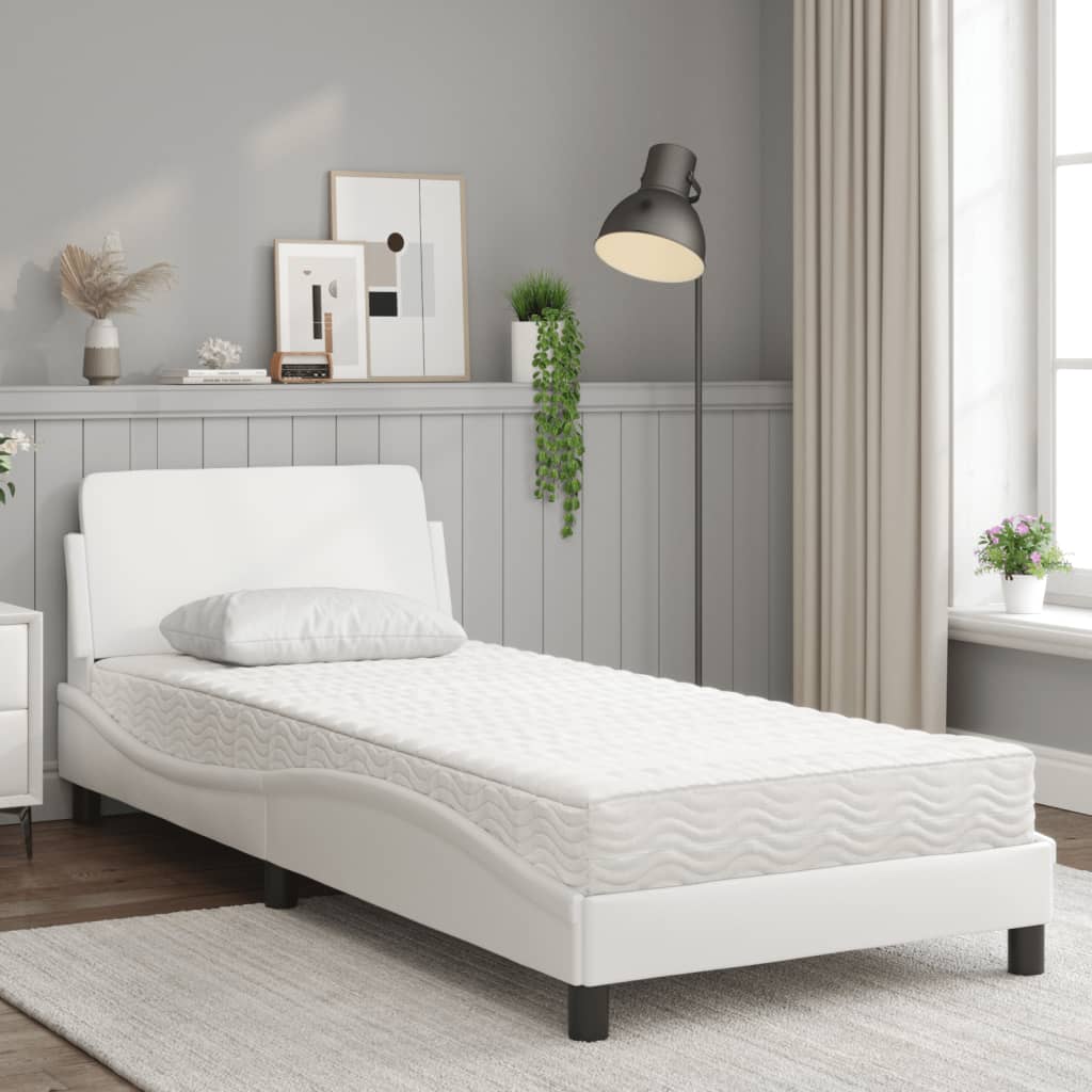 seng med madras Dover 90x190 cm kunstlæder hvid