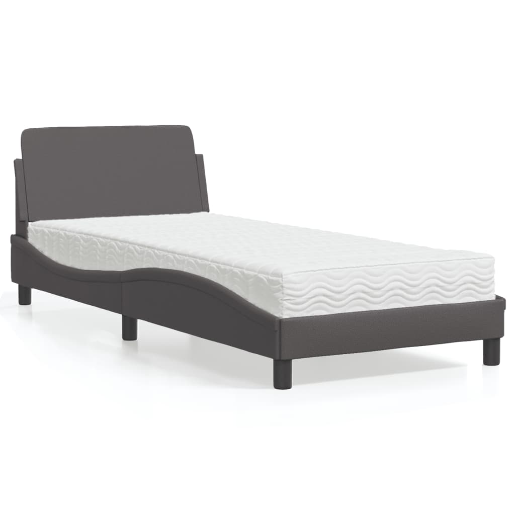 seng med madras Dover 90x190 cm kunstlæder grå