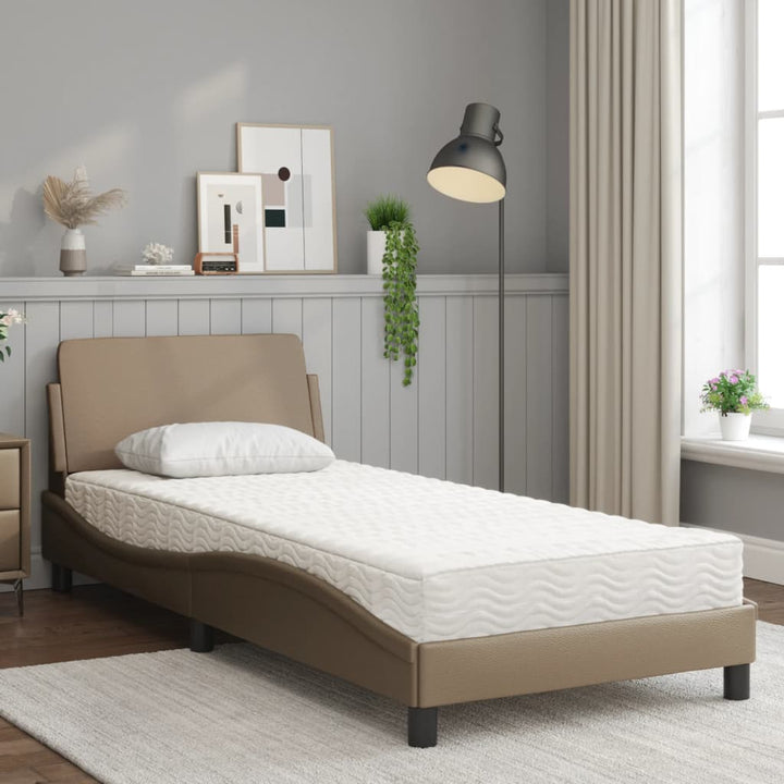 seng med madras Dover 90x190 cm kunstlæder cappuccinofarvet