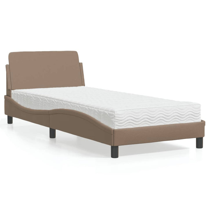 seng med madras Dover 90x190 cm kunstlæder cappuccinofarvet