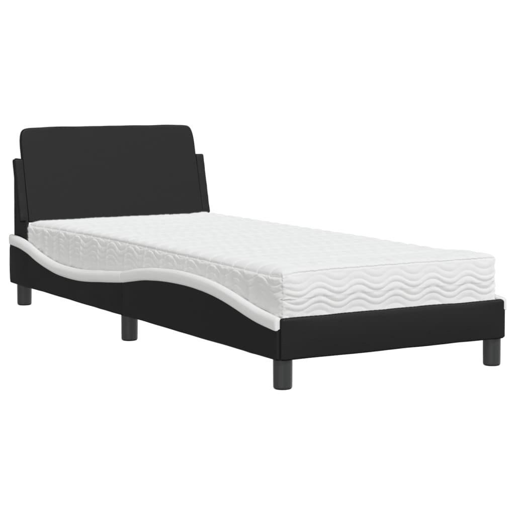 seng med madras Dover 90x190 cm kunstlæder sort og hvid