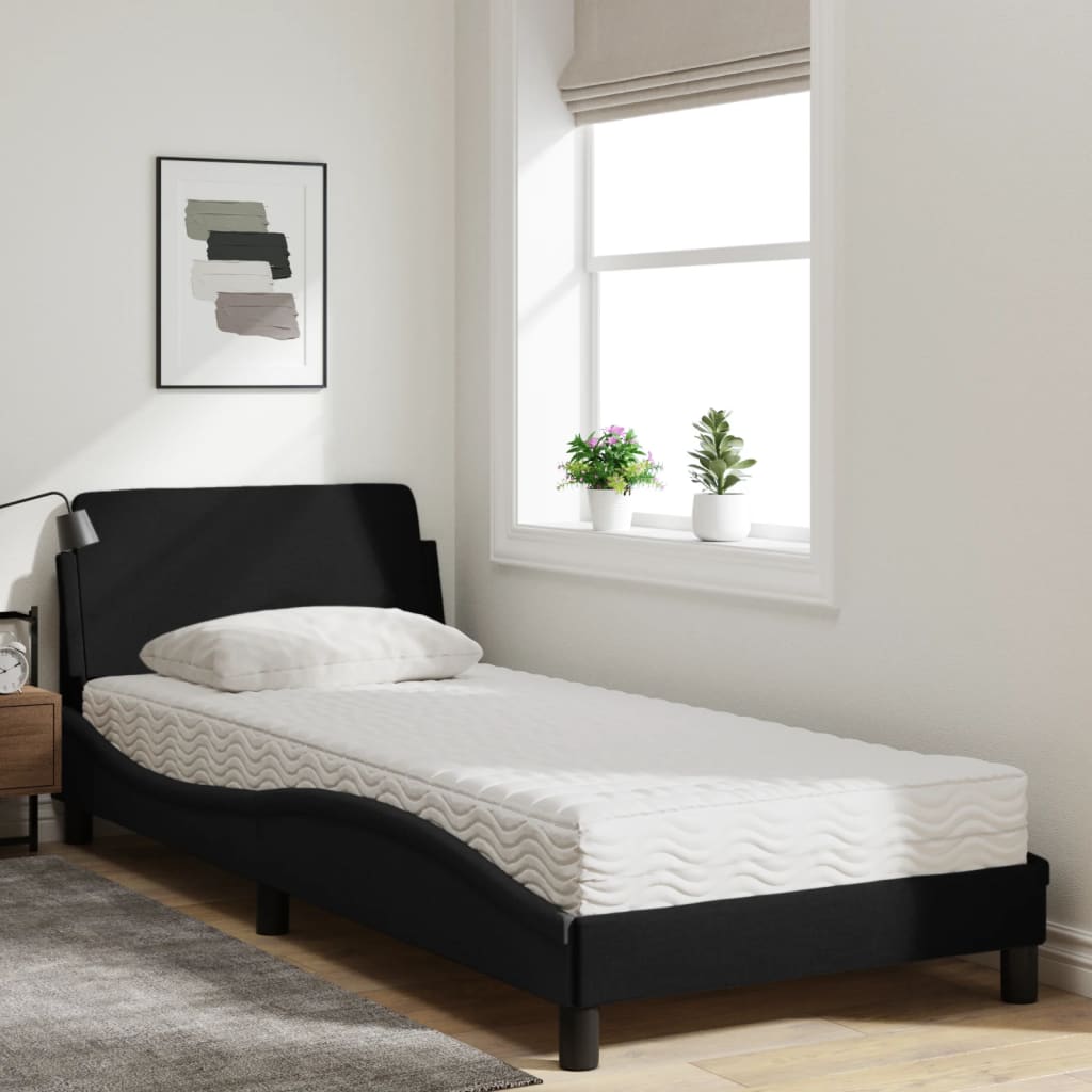 seng med madras Dover 90x200 cm stof sort