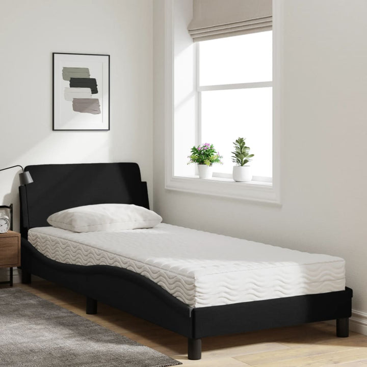 seng med madras Dover 90x200 cm stof sort