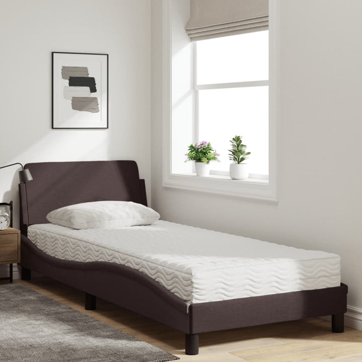 seng med madras Dover 90x200 cm stof mørkebrun