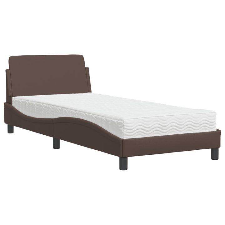 seng med madras Dover 90x200 cm kunstlæder brun