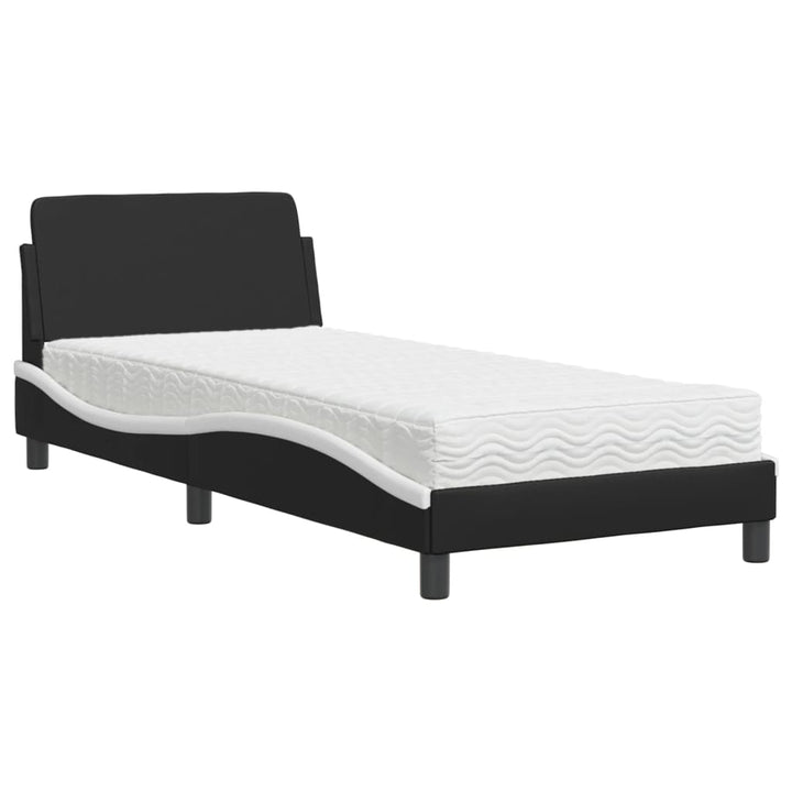 seng med madras Dover 90x200 cm kunstlæder sort og hvid