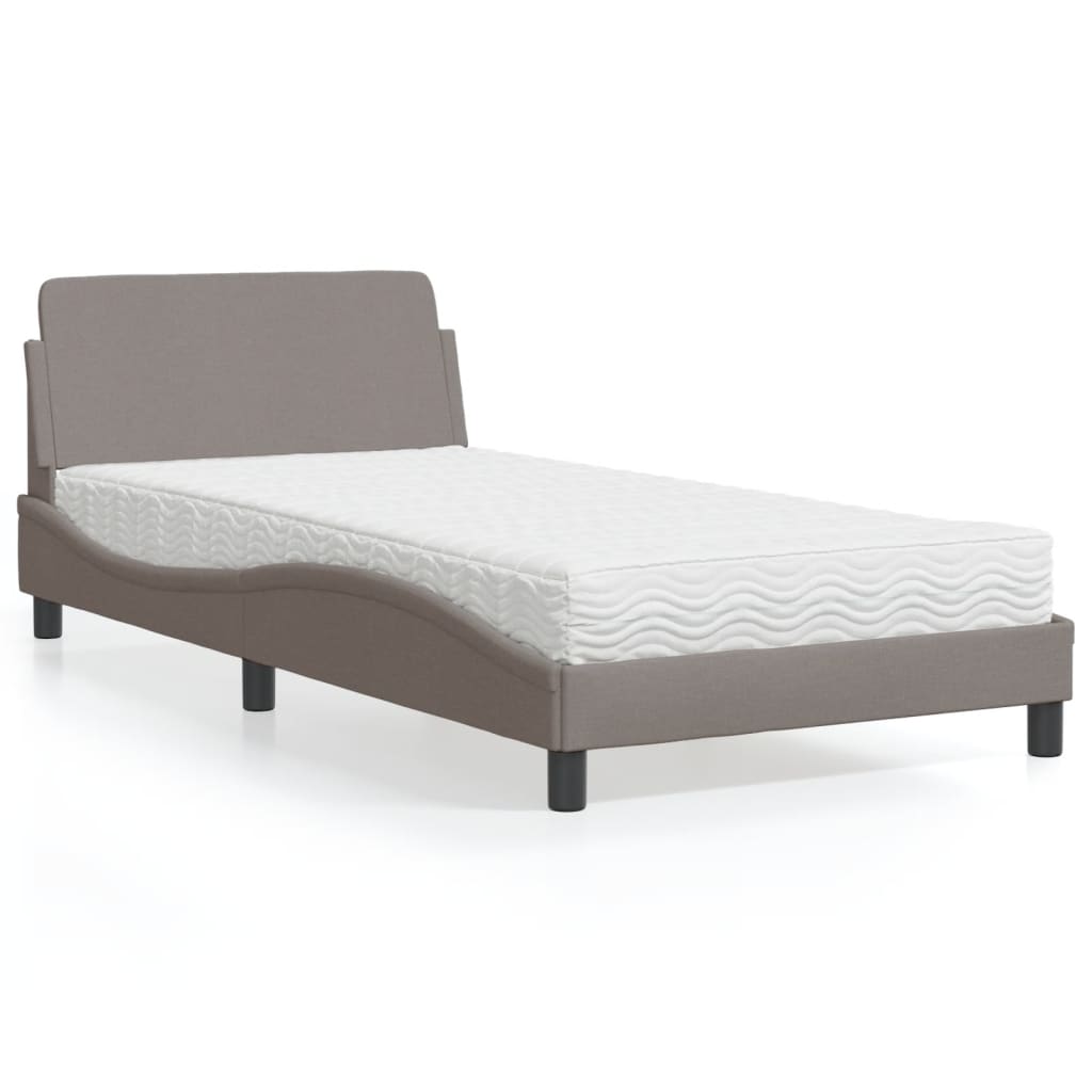 seng med madras Dover 100x200 cm stof gråbrun