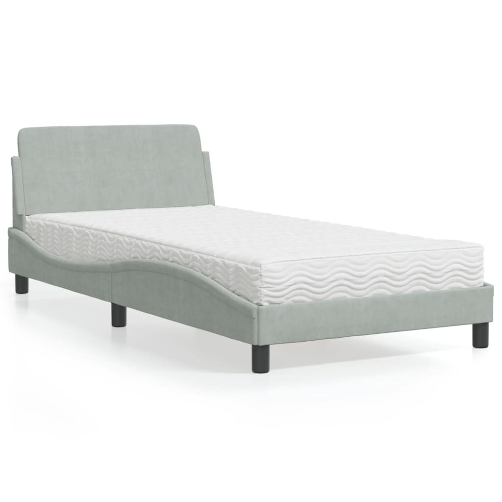 seng med madras Dover 100x200 cm velour lysegrå
