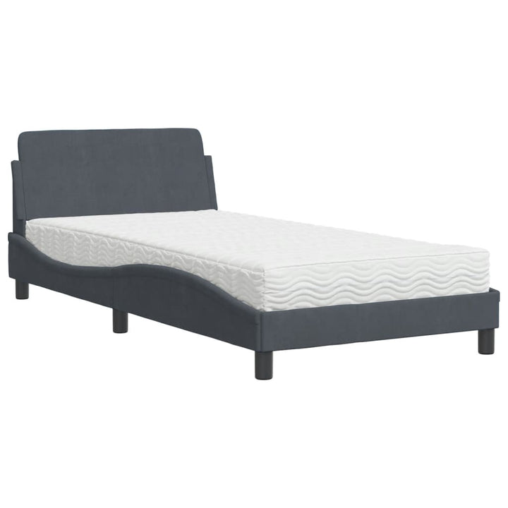 seng med madras Dover 100x200 cm velour mørkegrå