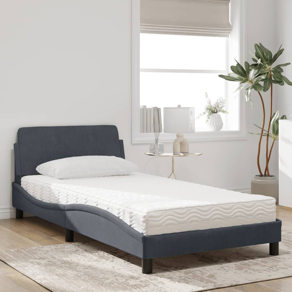 seng med madras Dover 100x200 cm velour mørkegrå