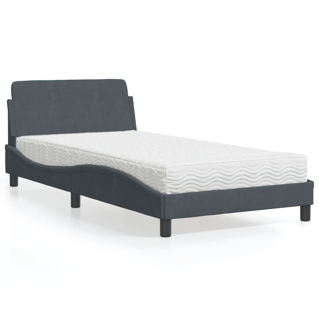 seng med madras Dover 100x200 cm velour mørkegrå