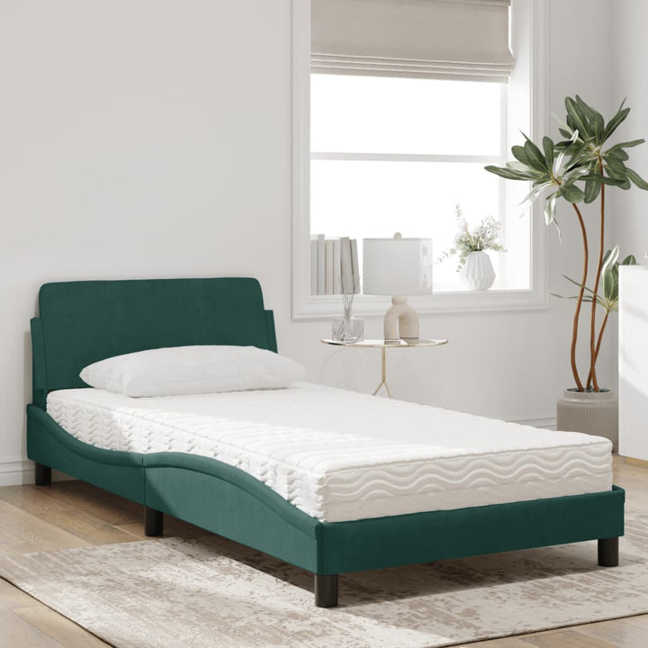 seng med madras Dover 100x200 cm velour mørkegrøn