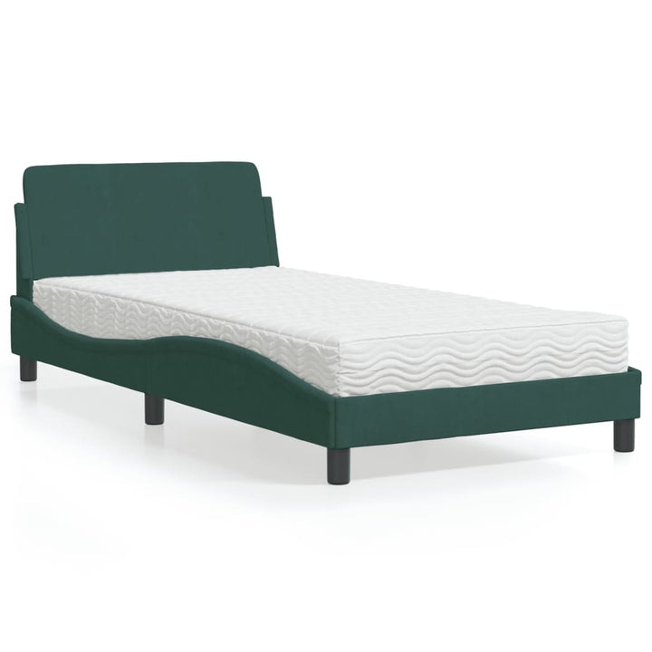 seng med madras Dover 100x200 cm velour mørkegrøn