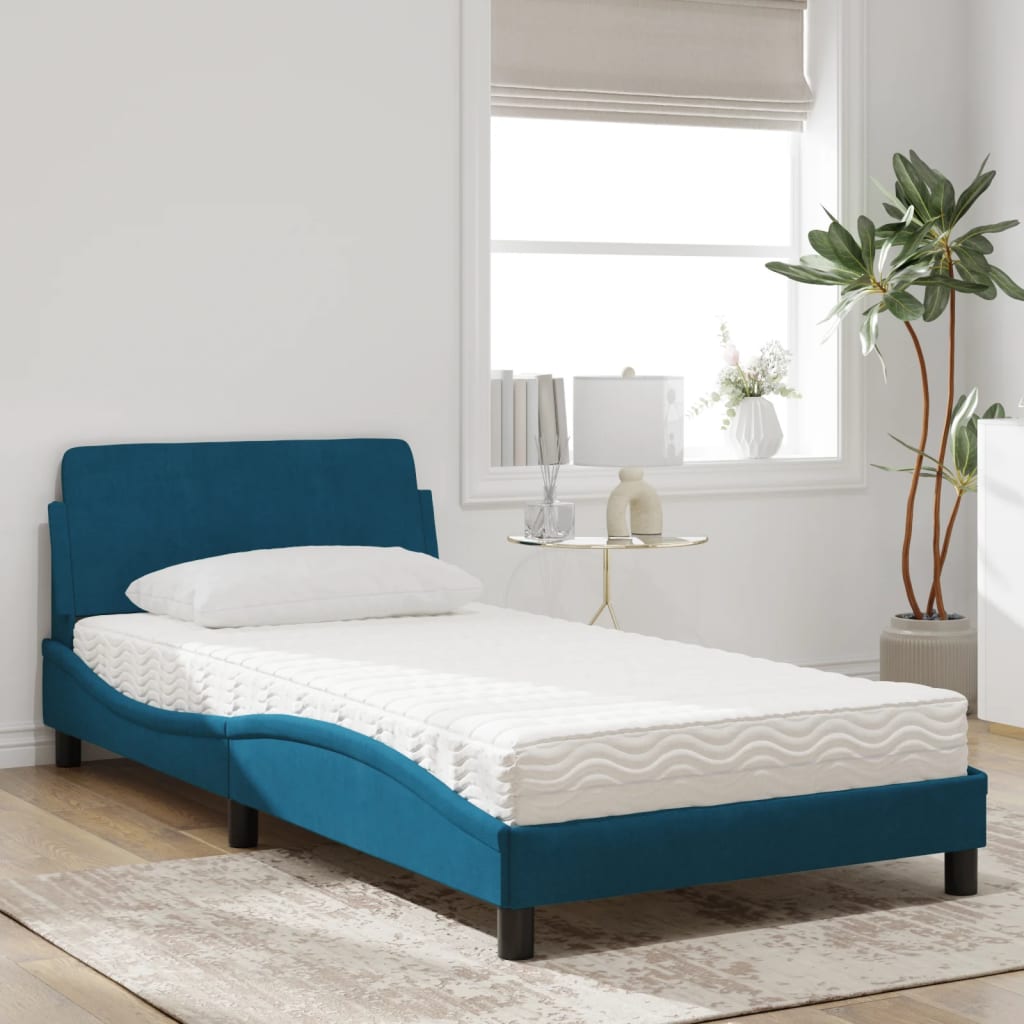 seng med madras Dover 100x200 cm velour blå