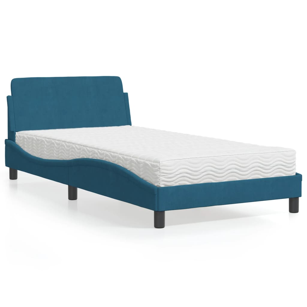 seng med madras Dover 100x200 cm velour blå