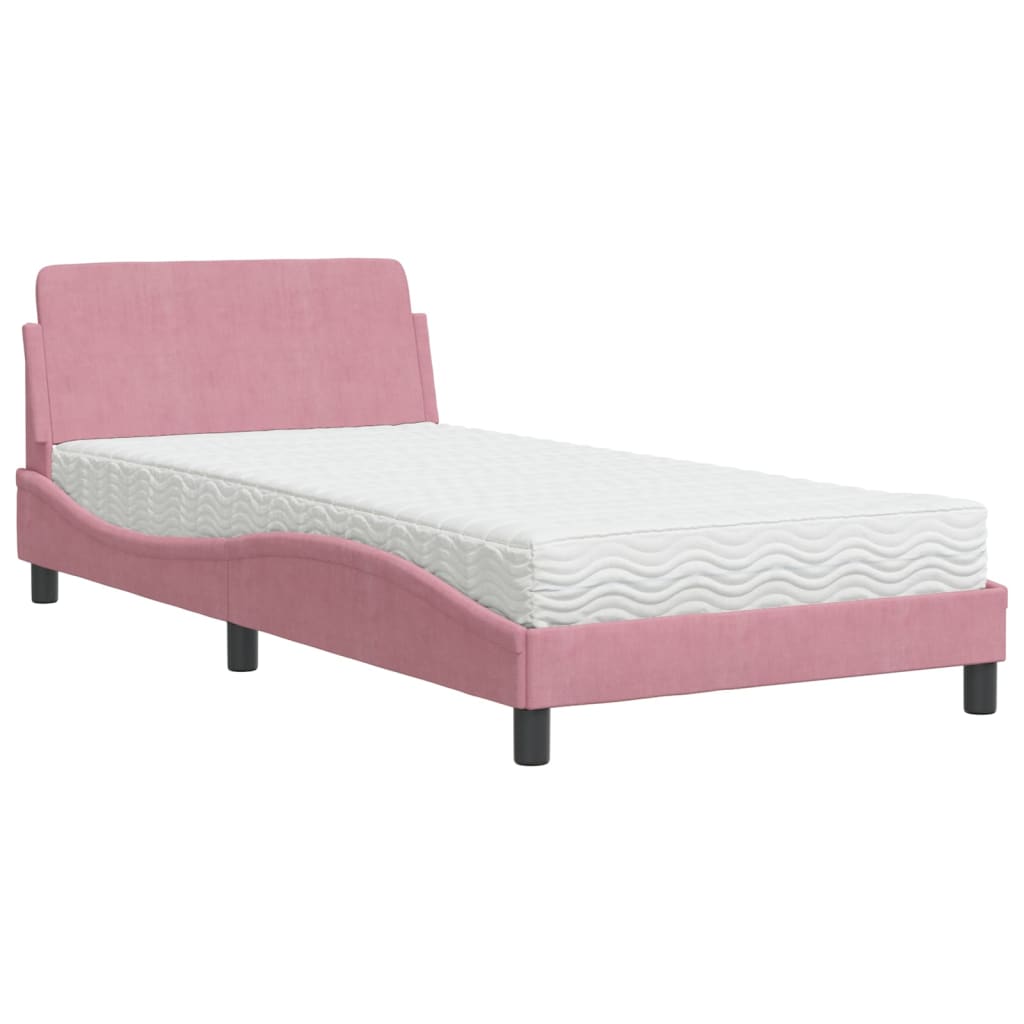 seng med madras Dover 100x200 cm velour lyserød