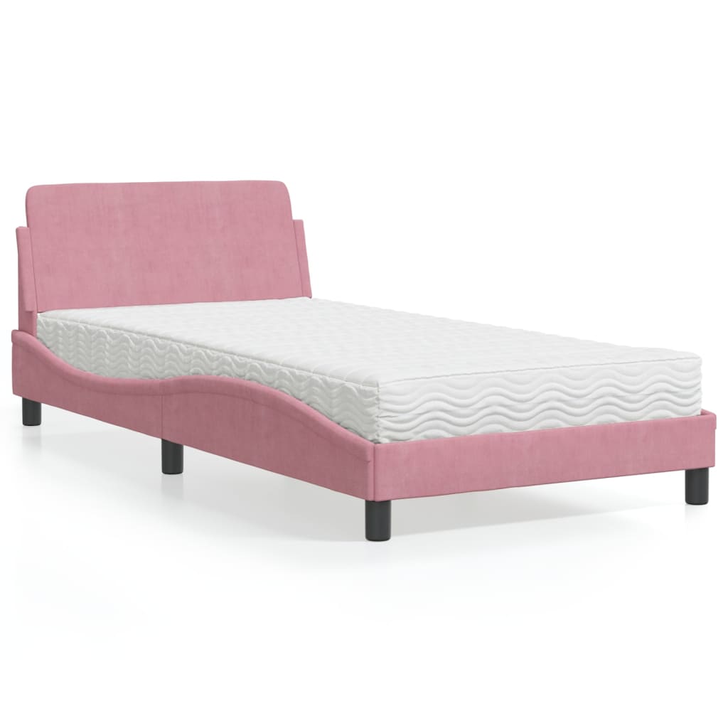 seng med madras Dover 100x200 cm velour lyserød