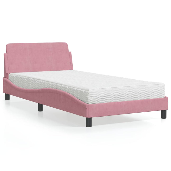 seng med madras Dover 100x200 cm velour lyserød
