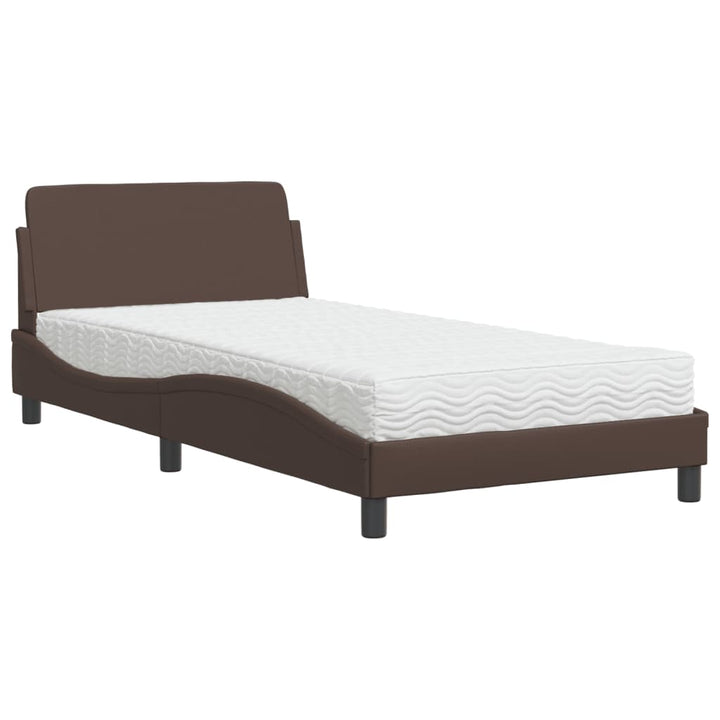 seng med madras Dover 100x200 cm kunstlæder brun