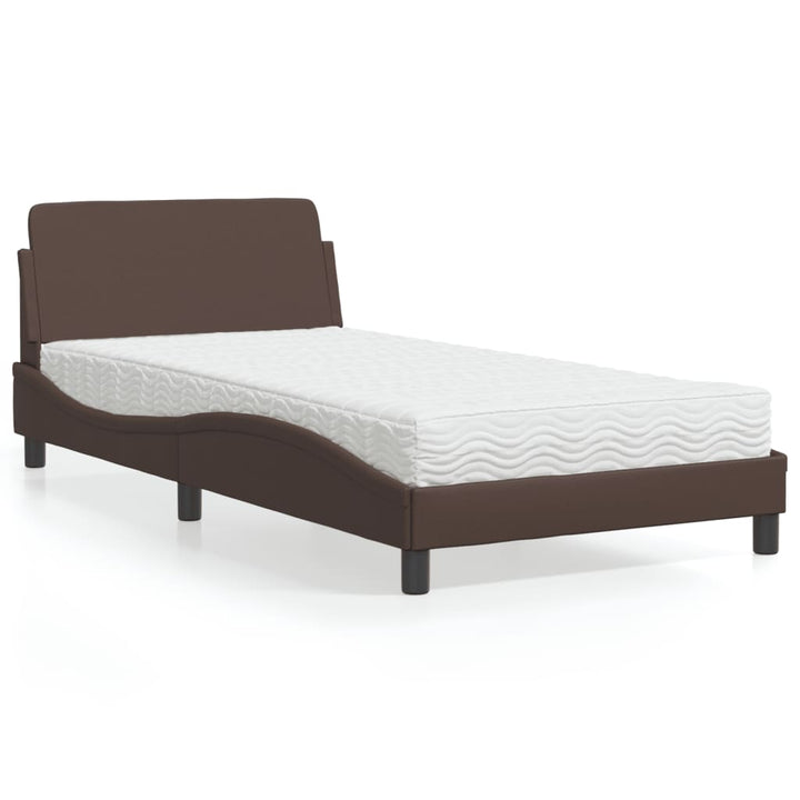 seng med madras Dover 100x200 cm kunstlæder brun