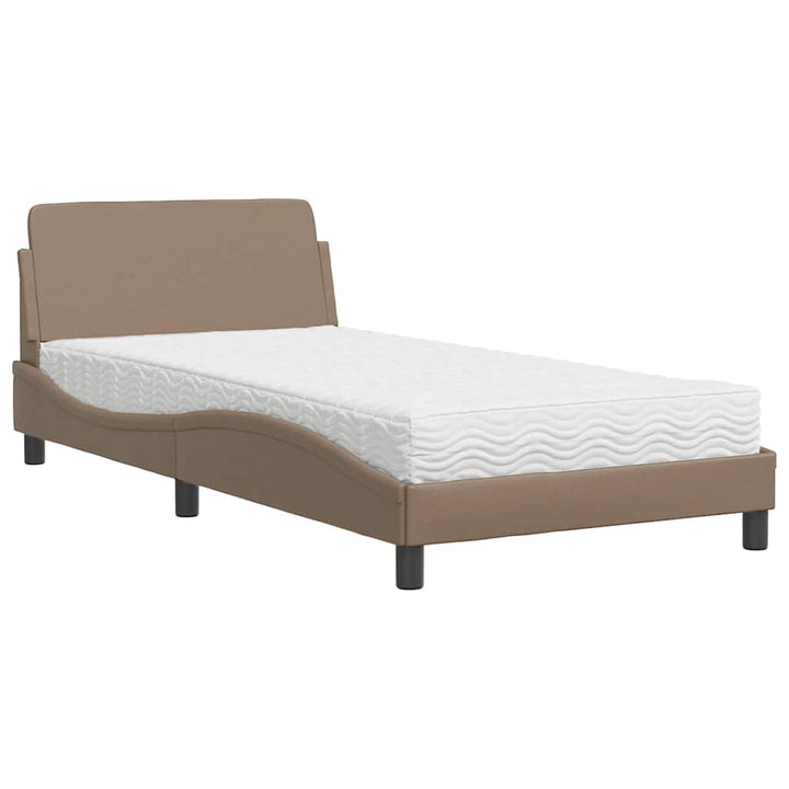 seng med madras Dover 100x200 cm kunstlæder cappuccinofarvet