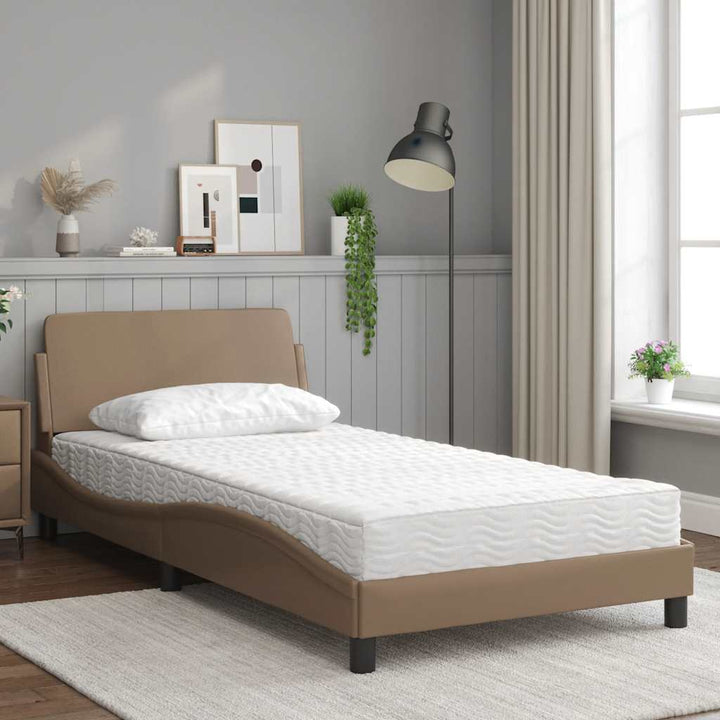seng med madras Dover 100x200 cm kunstlæder cappuccinofarvet