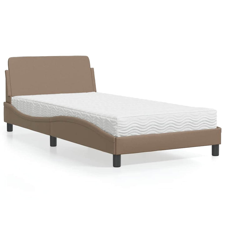 seng med madras Dover 100x200 cm kunstlæder cappuccinofarvet