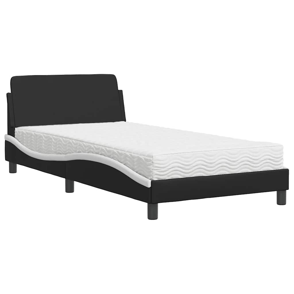 seng med madras Dover 100x200 cm kunstlæder sort og hvid