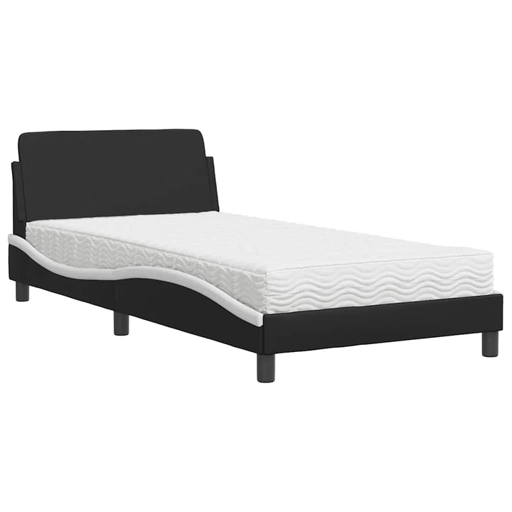 seng med madras Dover 100x200 cm kunstlæder sort og hvid