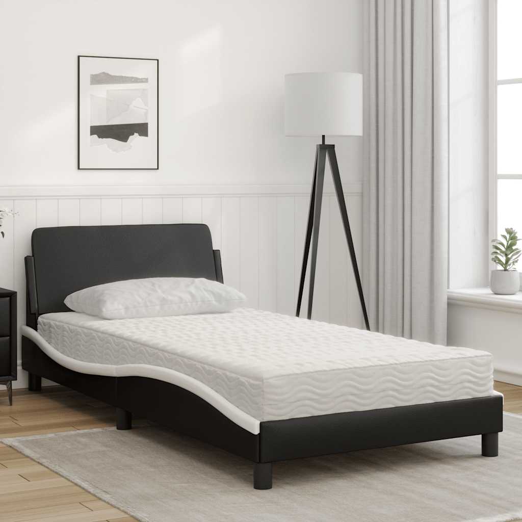 seng med madras Dover 100x200 cm kunstlæder sort og hvid