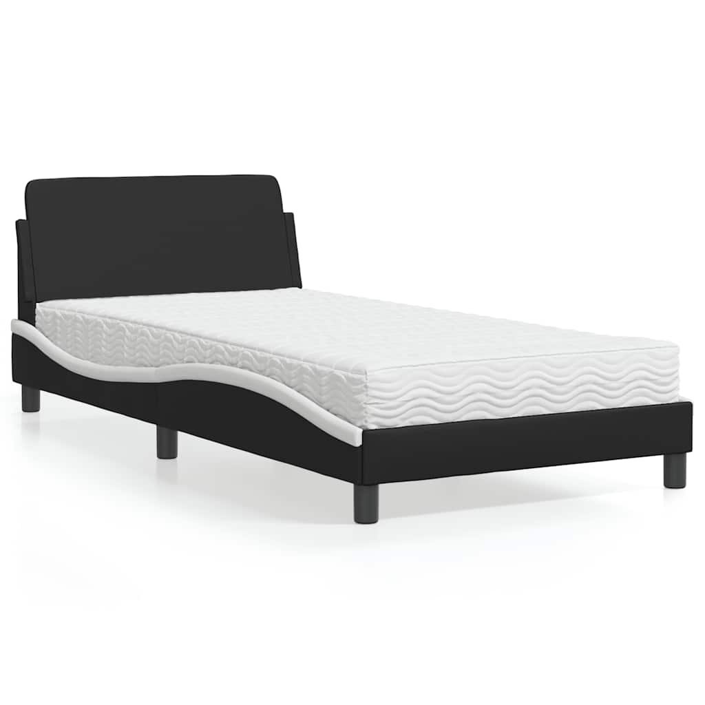 seng med madras Dover 100x200 cm kunstlæder sort og hvid
