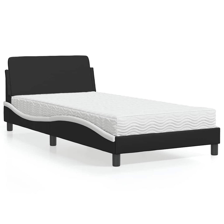 seng med madras Dover 100x200 cm kunstlæder sort og hvid