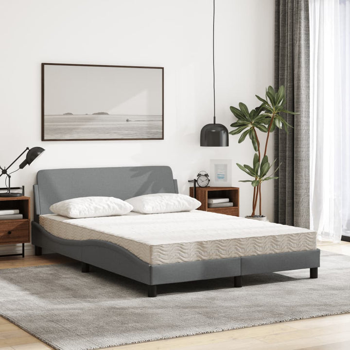 seng med madras Dover 120x200 cm stof lysegrå