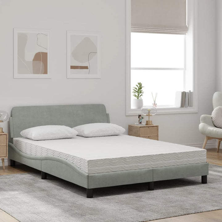 seng med madras Dover 120x200 cm velour lysegrå
