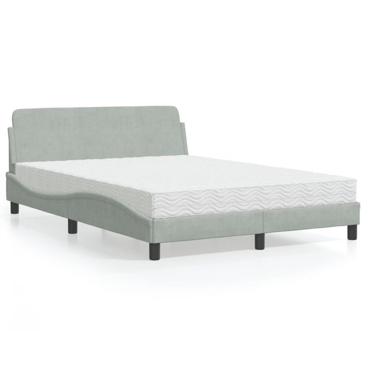 seng med madras Dover 120x200 cm velour lysegrå