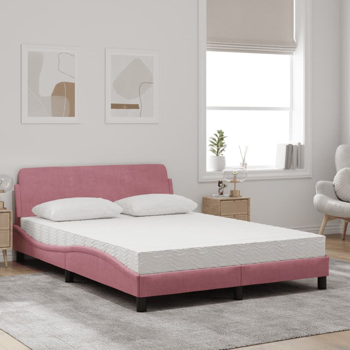 seng med madras Dover 120x200 cm velour lyserød