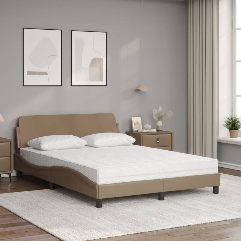 seng med madras Dover 120x200 cm kunstlæder cappuccinofarvet