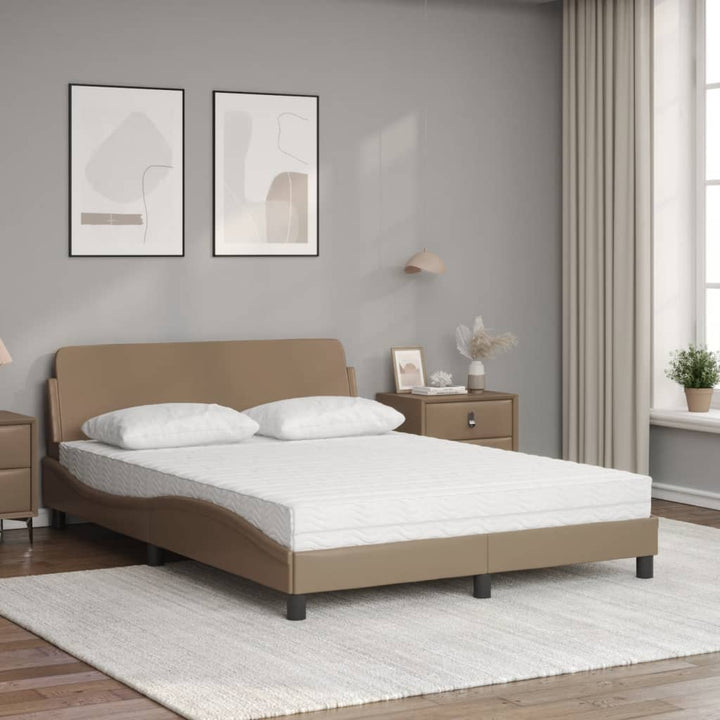 seng med madras Dover 120x200 cm kunstlæder cappuccinofarvet