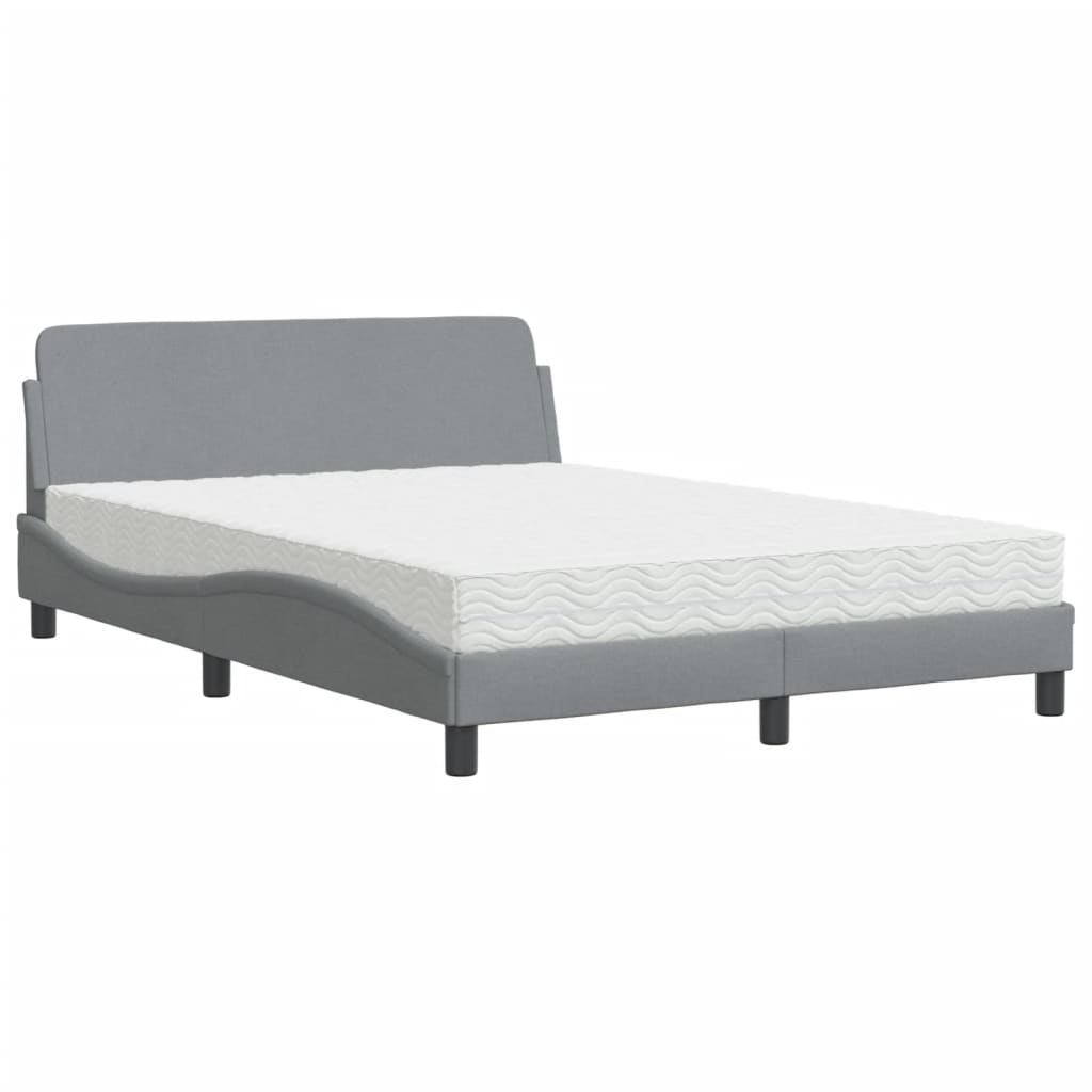 seng med madras Dover 140x190 cm stof lysegrå